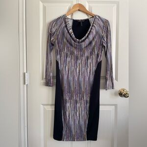 Y2K BCBGMaxAzria Long Sleeve Striped Dress - Purple and Black